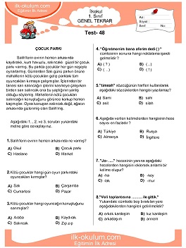 ilkokul 1. Sınıf Genel Tekrar Testleri 